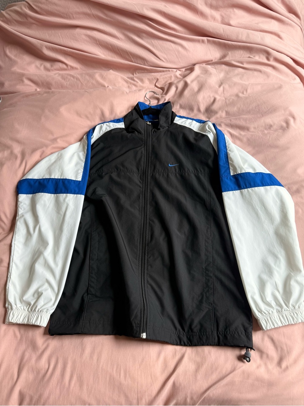 Nike Black, White & Blue Men's 90s Retro Windbreaker Jacket